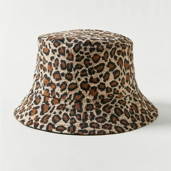 URBAN OUTFITTERS Brown & Beige Leopard Cheetah Animal Print Bucket Hat Accessory - Picture 15 of 16